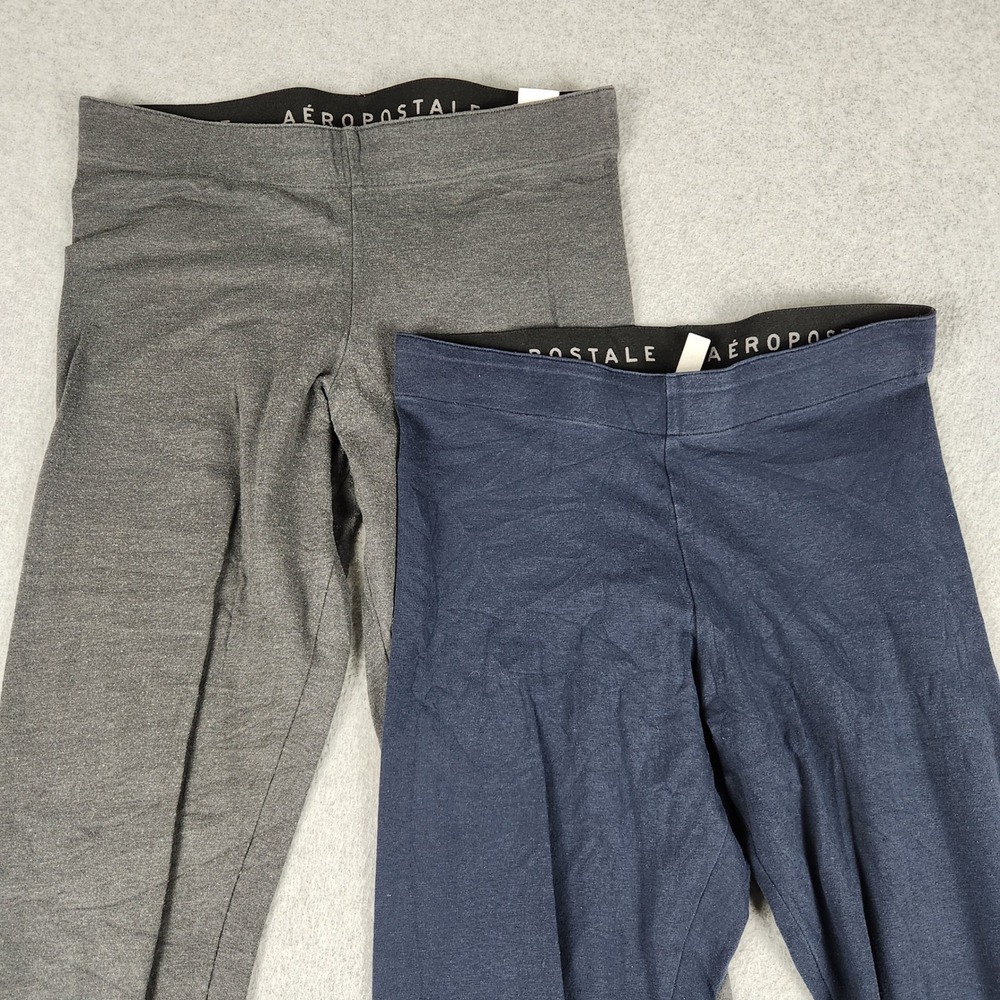 Aeropostale Leggings Womens Small Gray Blue Cotton Stretch Activewear Lot of 2